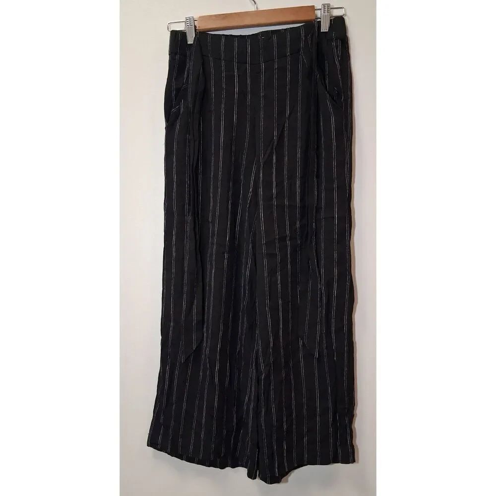 Wilfred aritzia womens small hi rise wide leg black light pants viscose crop